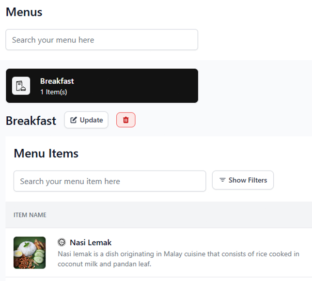 Effortless Menu Management